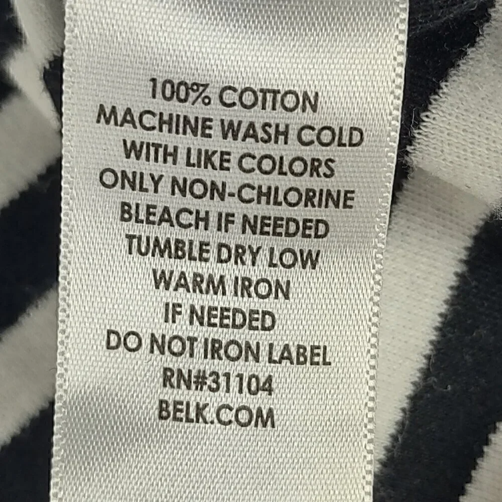 Kim Rogers Black, White Stripe Soft 100% Cotton 3/4 Sleeve Top Blouse Size PXL - Picture 12 of 12